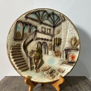 Vintage Medieval Castle Knight Relief Wall Plate